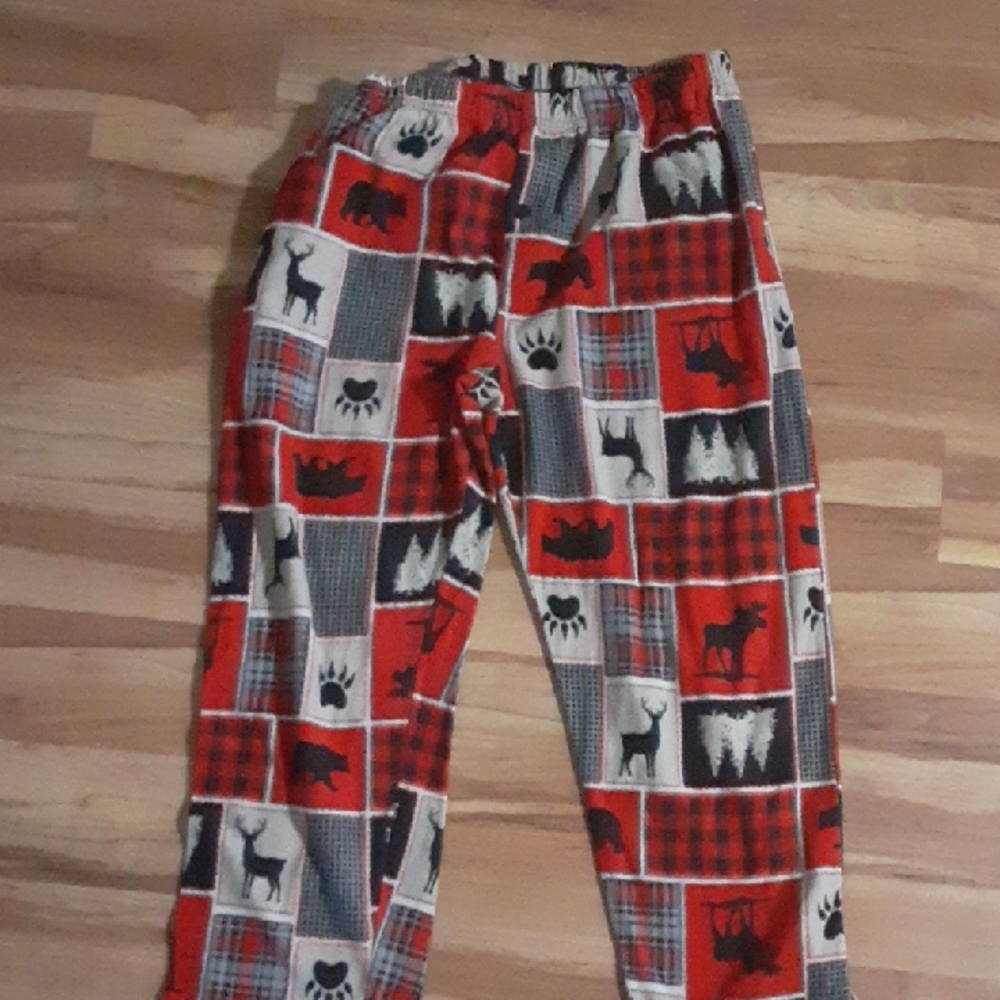 Men's Plaid Joggers, Sleepware with Moose and Bear Pattern